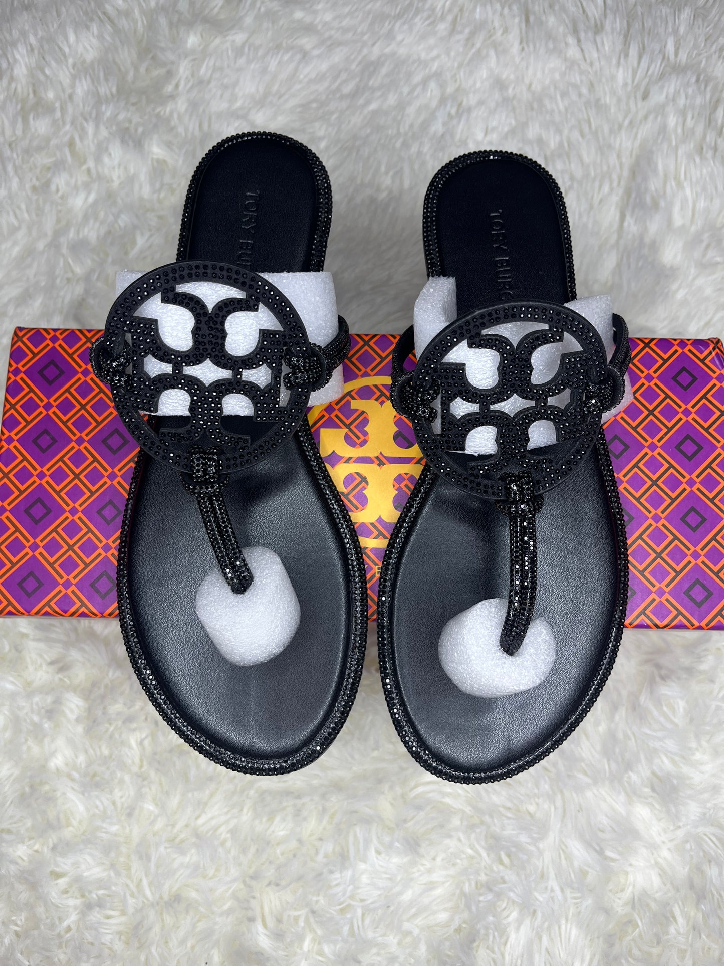 Black Sparkly Tory Burch Sandals (on-hand)