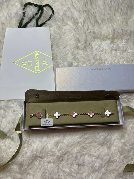 Pink/Gold 5 Clover Bracelet (pre-order)