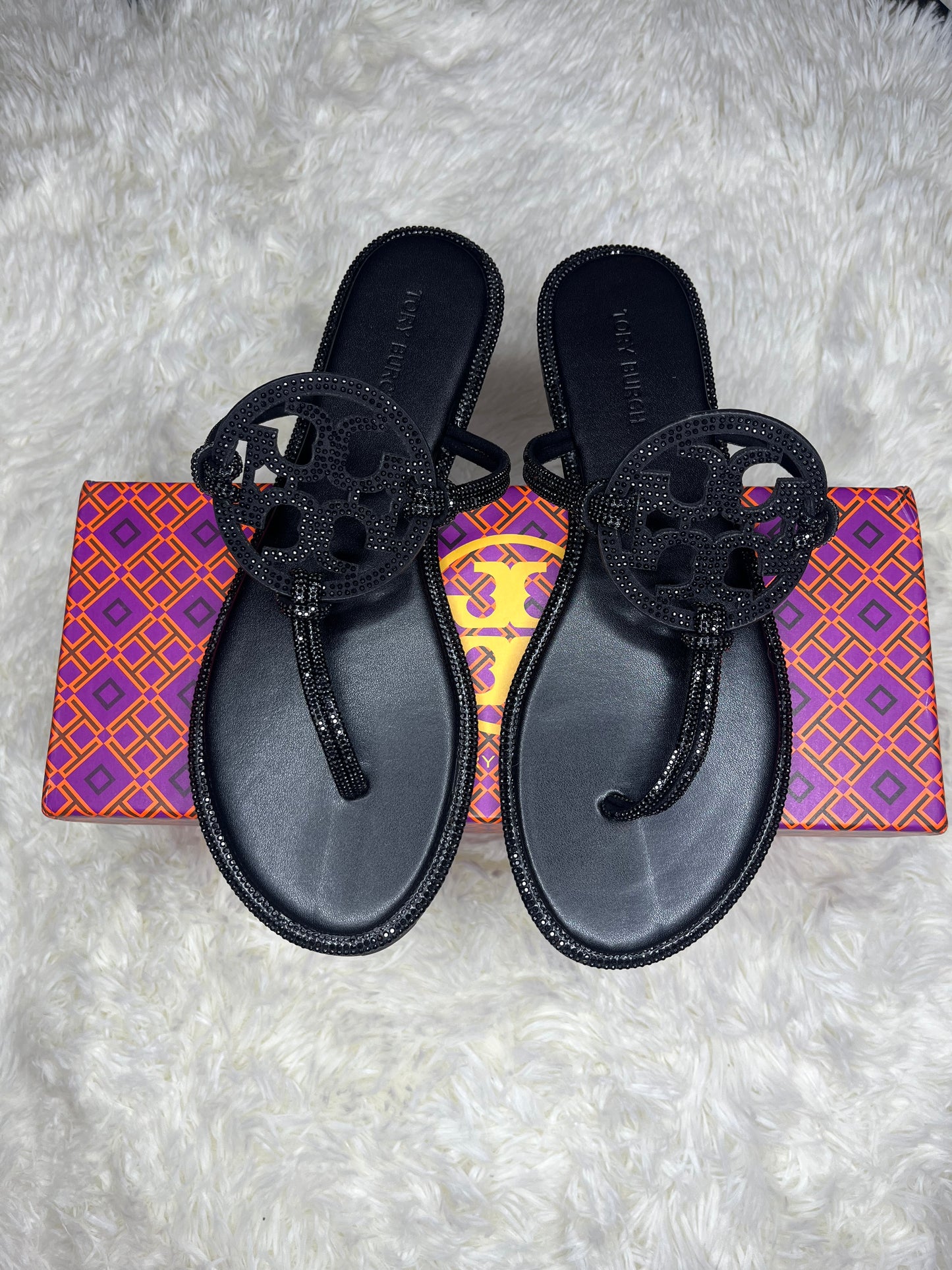Black Sparkly Tory Burch Sandals (on-hand)